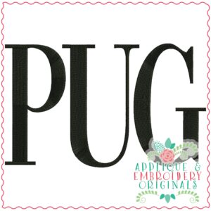 3832 PUG Word Art Embroidery Design