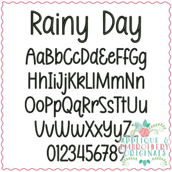 3925 Rainy Day Embroidery Font - Image 2