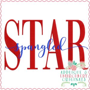 3933 STAR spangled Word Art Embroidery Design