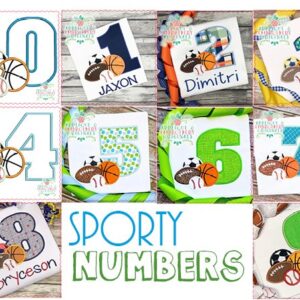 2053 Sporty Number 0-9 Applique Design Set