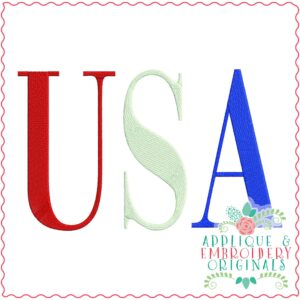 3934 USA Word Art Embroidery Design