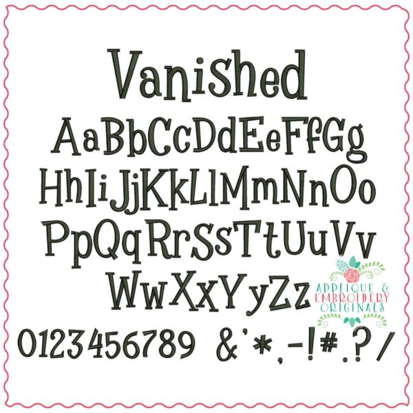 3890 Vanished Embroidery Font - Image 2