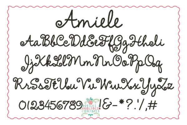 343 Amiele Script Monogram Embroidery Font - Image 2