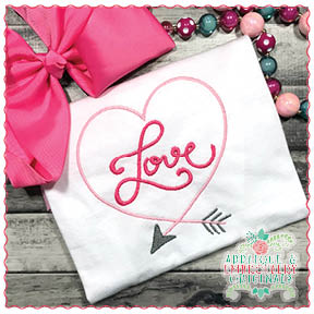 1365 Love Arrow Hearts Applique Design