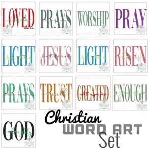 3726 Christian Word Art Set Embroidery Design