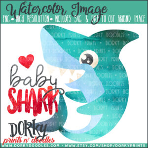 Baby Shark Watercolor Printable Art