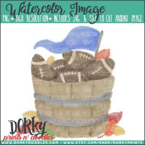 Barrel of Footballs Watercolor Printable Art