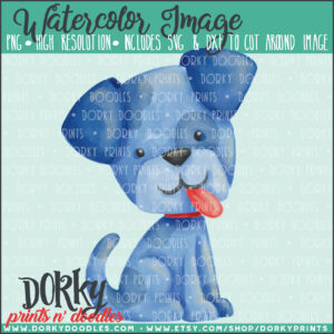 Blue Puppy Watercolor Printable Art