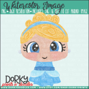 Cinderella Princess Watercolor Printable Art