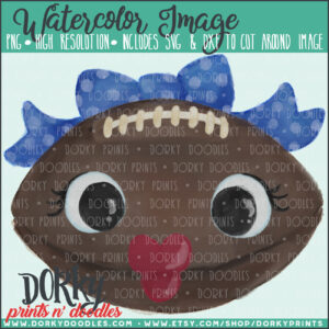 Football Monster Girl Watercolor Printable Art