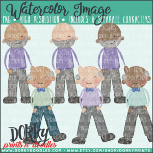 Family Characters Watercolor Printable Art - Grandpas