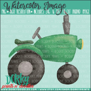 Green Tractor Watercolor Printable Art