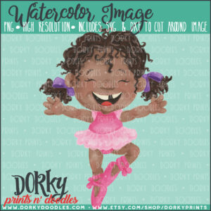 Happy Ballerina Watercolor Printable Art