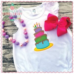 514 Layered Birthday Cake Candles Applique Design