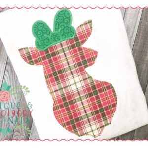 112 Reindeer Doe with Bow Vintage Stitch Applique Design