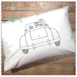 1288 Vintage Christmas Car Embroidery Design