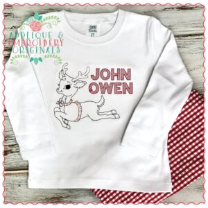 1294 Vintage Christmas Reindeer Embroidery Design