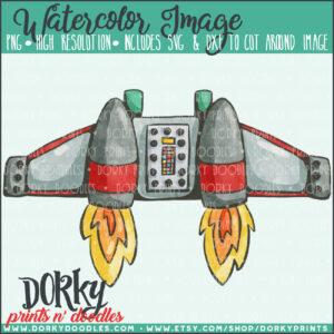 Jet Pack Watercolor Printable Art