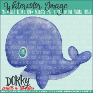 Little Blue Whale Watercolor Printable Art