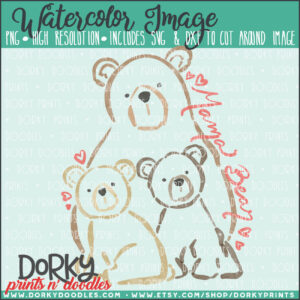 Mama Bear Watercolor Printable Art