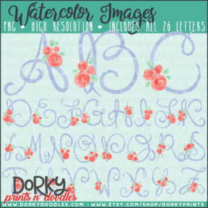 Paulette Floral Font Watercolor Printable Art