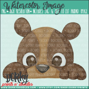 Peeking Boy Bear Watercolor Printable Art