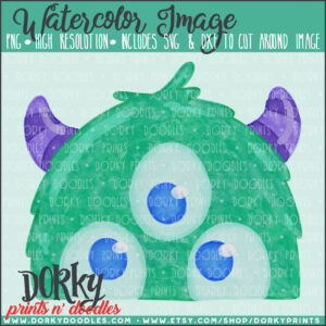 Peeking Monster Watercolor Printable Art