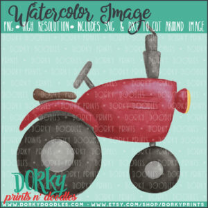 Red Tractor Watercolor Printable Art