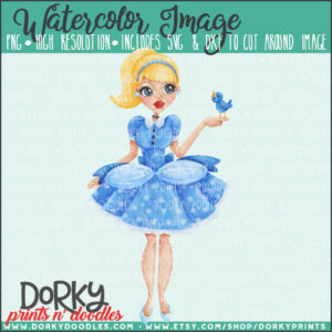 Retro Cinderella Watercolor Printable Art