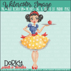 Retro Snow White Watercolor Printable Art