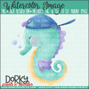 Seahorse Boy Watercolor Printable Art