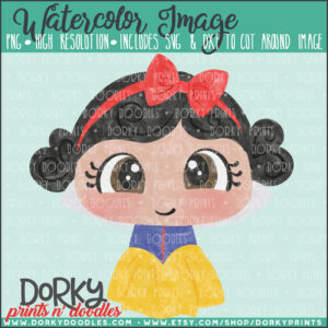 Snow White Princess Watercolor Printable Art