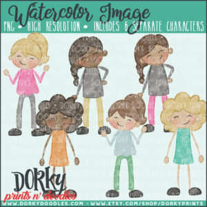 Family Characters Watercolor Printable Art - Teen Girls 2