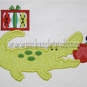 856 Christmas Alligator Applique Design