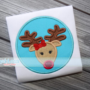 865 Rudolph Girl Circle Patch Applique Design