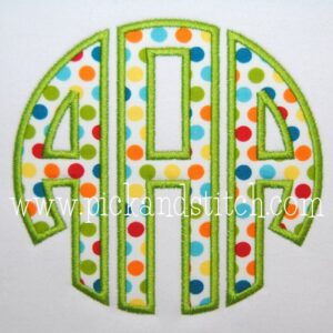 851 Circle Monogram Satin Applique Font