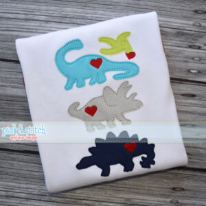 932 Dinosaur Hearts Applique Design
