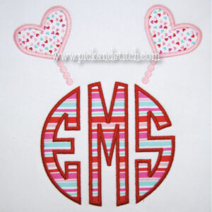 1362 Monogram Heart Antenna Frame Applique Design