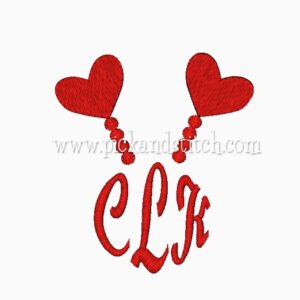 1064 Monogram Heart Antenna Mini Frame Embroidery Design