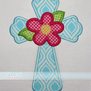 963 Easter Flower Cross Applique Design