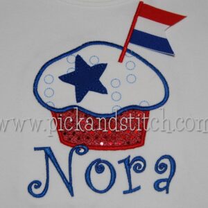 1155 Patriotic Cupcake Applique Design