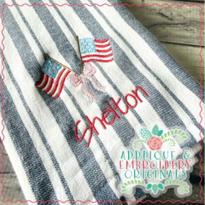4410 Flags with Bow Filled Embroidery Design