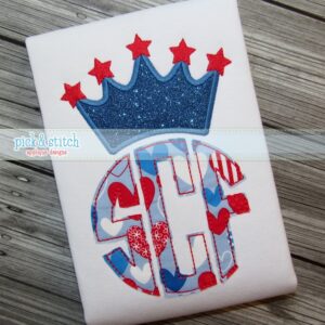 981 Monogram Patriotic Crown Applique Design