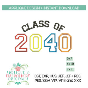4437 Class of 2040 Block Applique Design